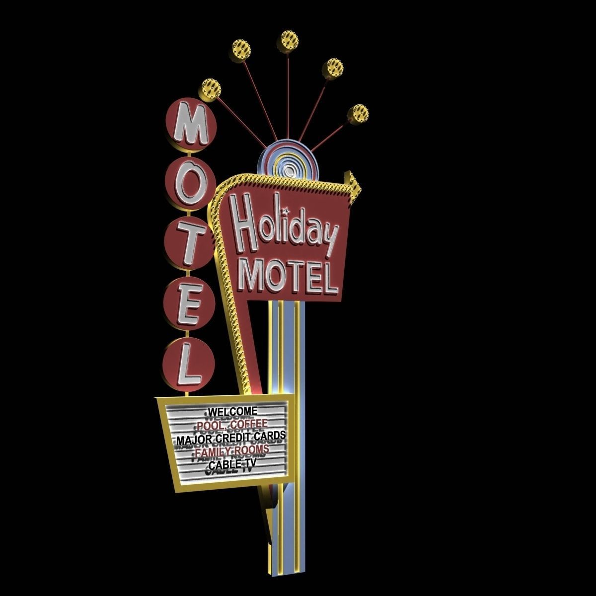 Motel Sign 3D model_1