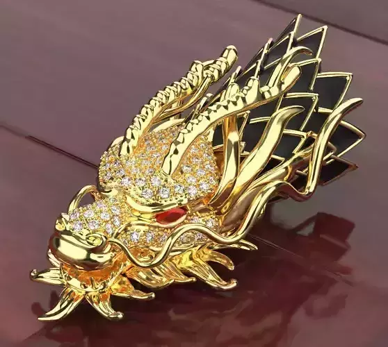 dragon head Silver Gold  Print