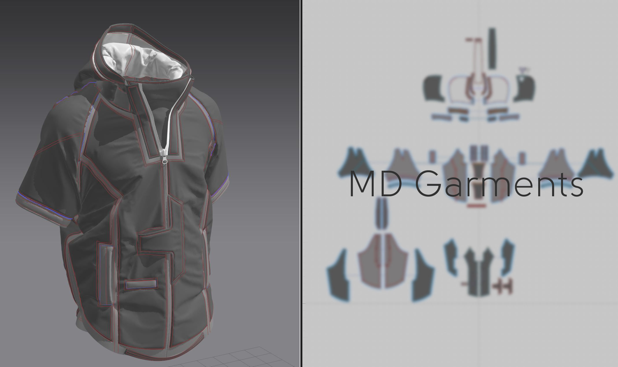 Cyberpunk Jacket - Marvelous Designer  3D model_8