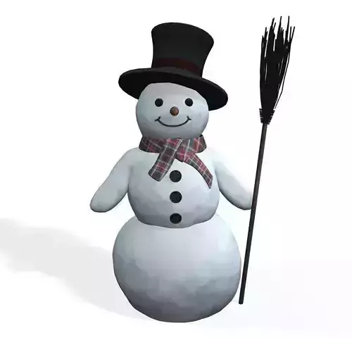 Snowman with broom