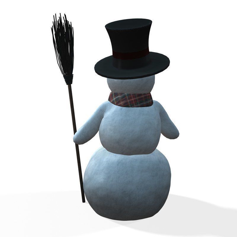 Snowman with broom 3D model_3