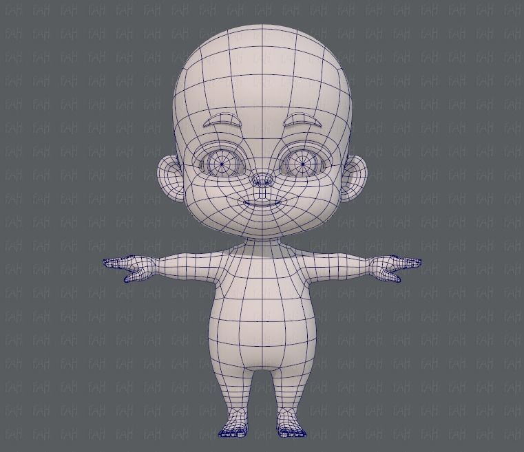 Baby V01 Low-poly 3D model_9