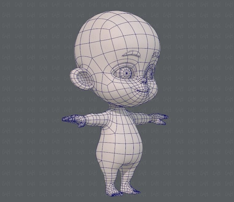 Baby V01 Low-poly 3D model_10