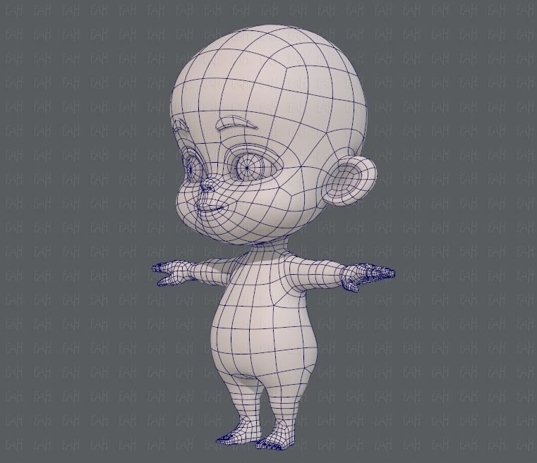 Baby V01 Low-poly 3D model_16