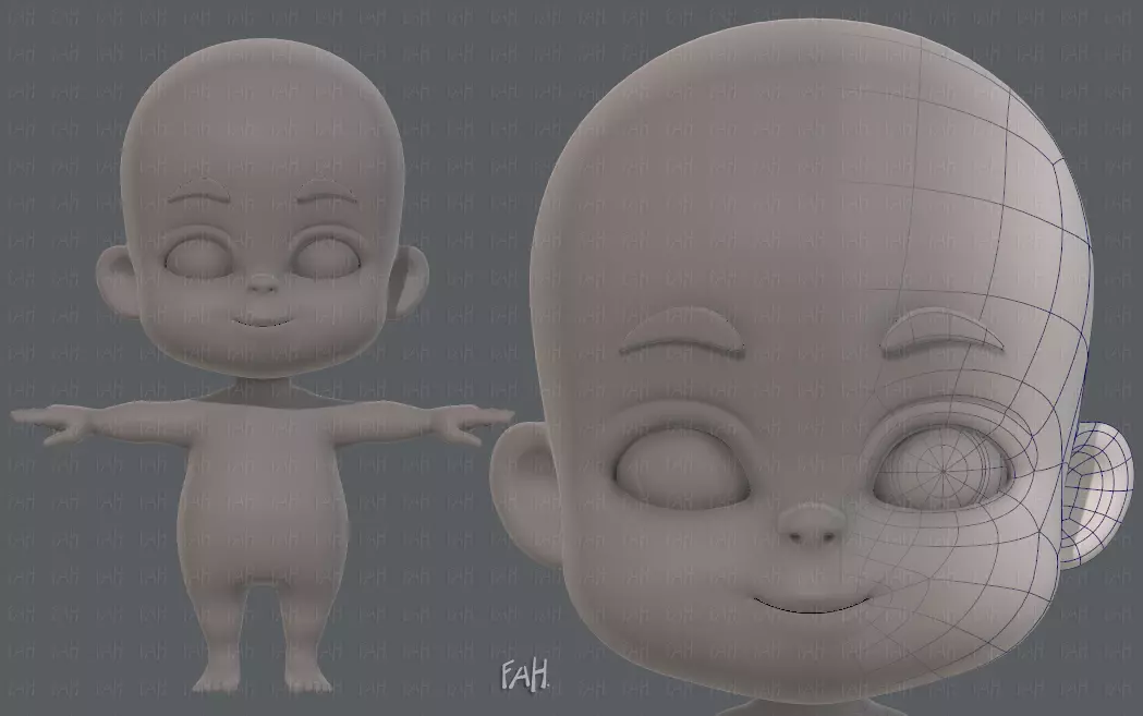 Baby V01 Low-poly 3D model_0