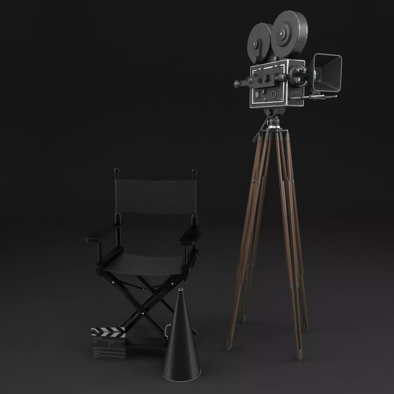 Classic Movie Camera 3D model_0