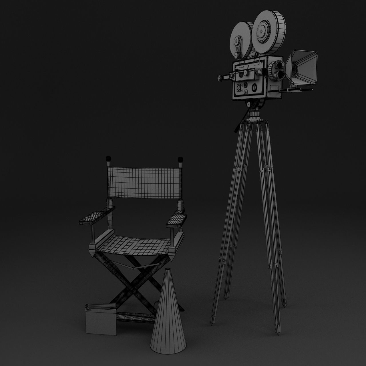Classic Movie Camera 3D model_5