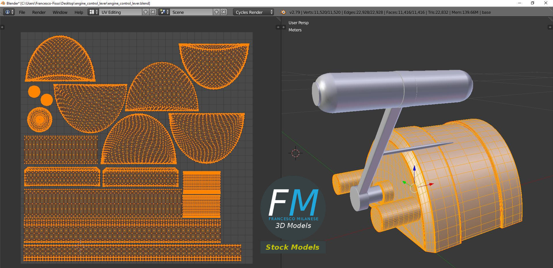 Engine control lever 3D model_10