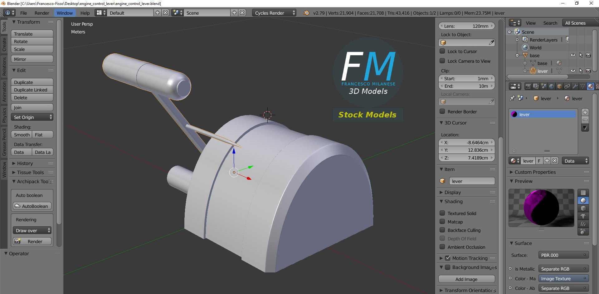 Engine control lever 3D model_9