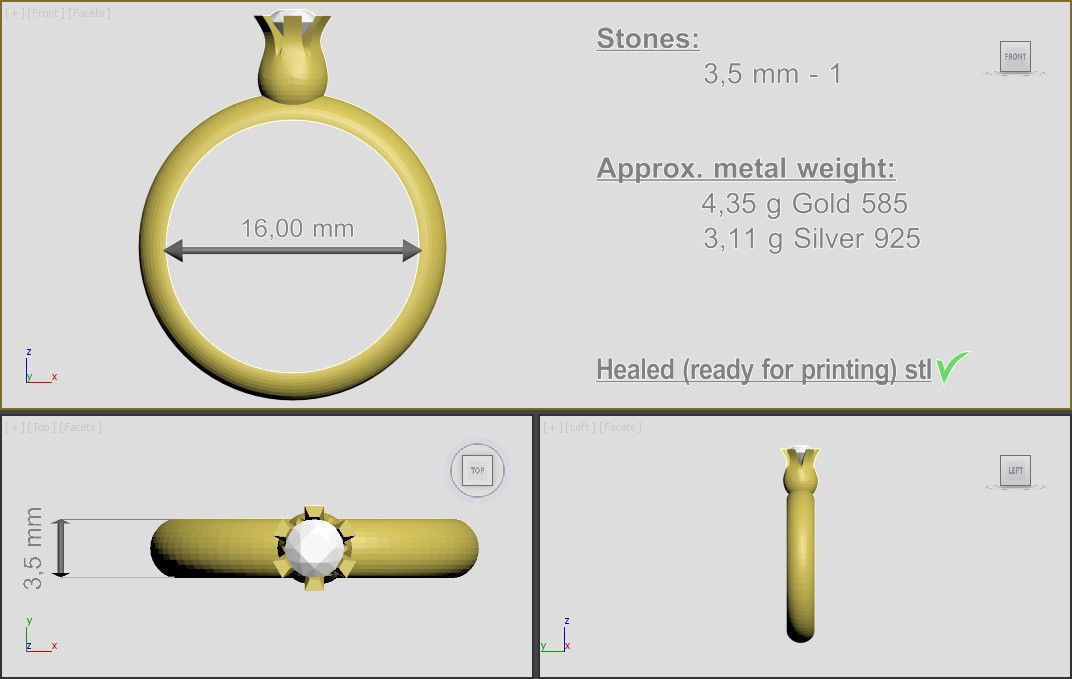 Tulip Ring 3D print model_1