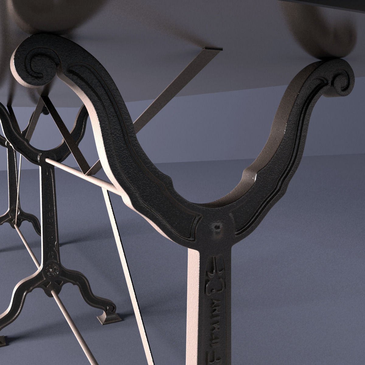 Restoration Hardware  Factory Zinc  Cast Iron Dining Tables 3D model_5