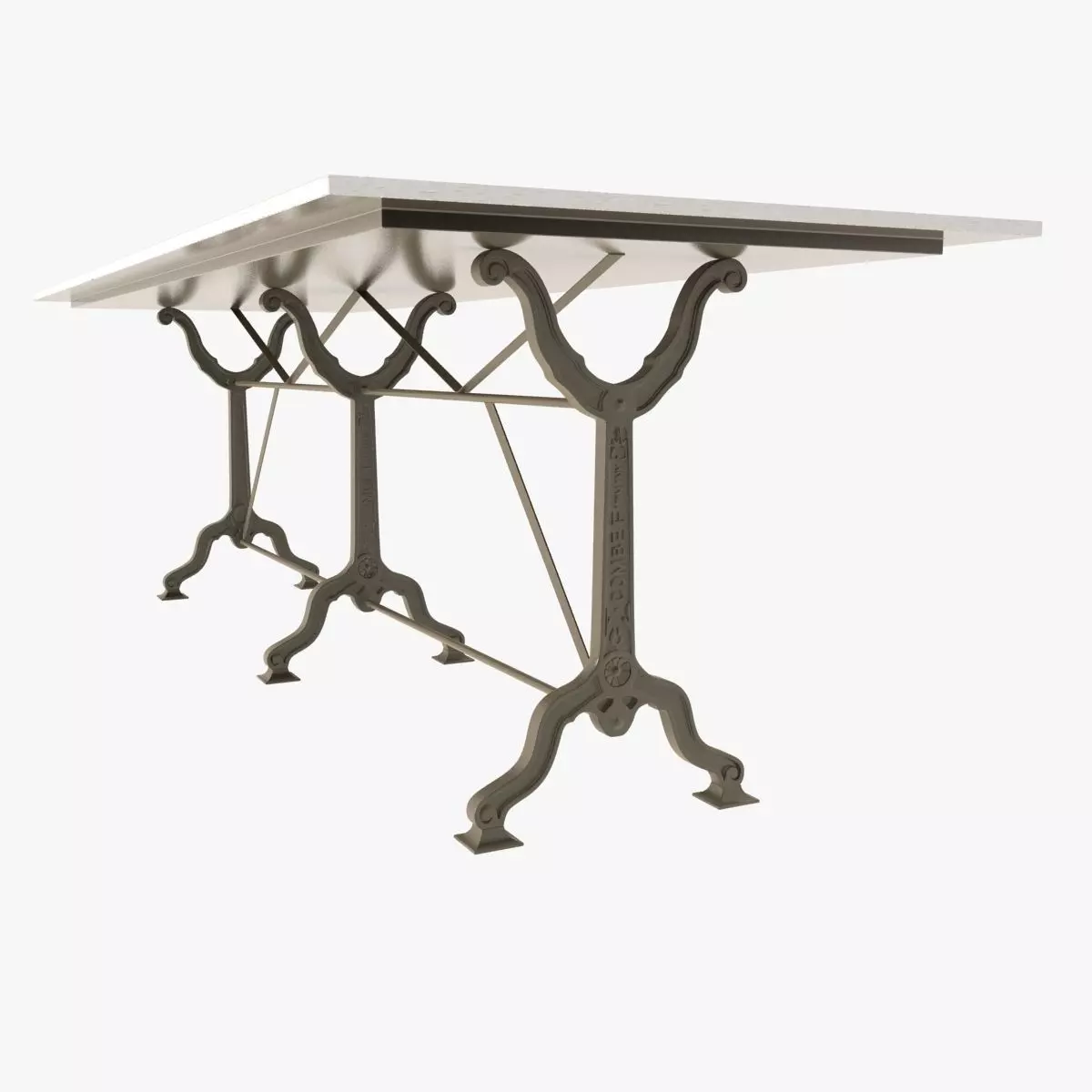 Restoration Hardware  Factory Zinc  Cast Iron Dining Tables 3D model_0