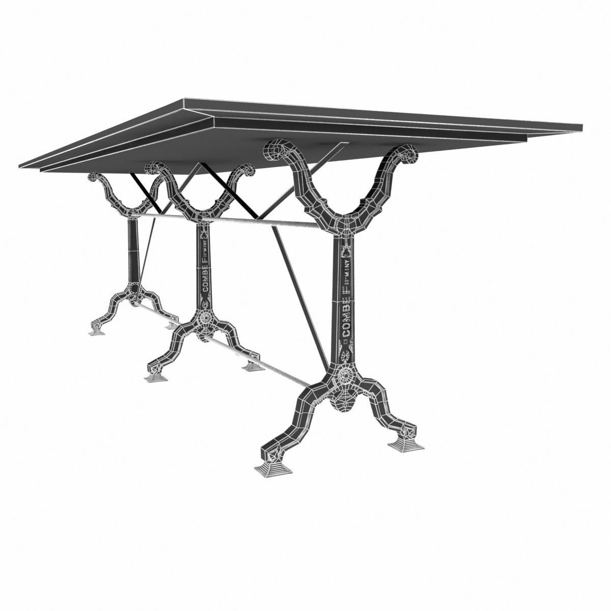 Restoration Hardware  Factory Zinc  Cast Iron Dining Tables 3D model_1
