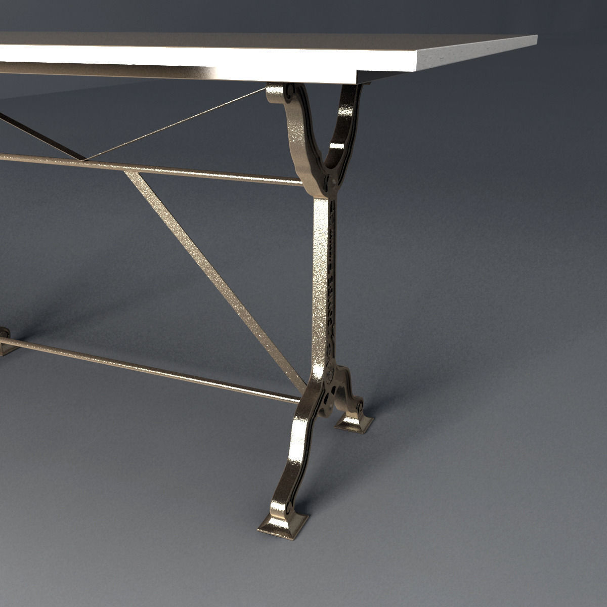 Restoration Hardware  Factory Zinc  Cast Iron Dining Tables 3D model_8