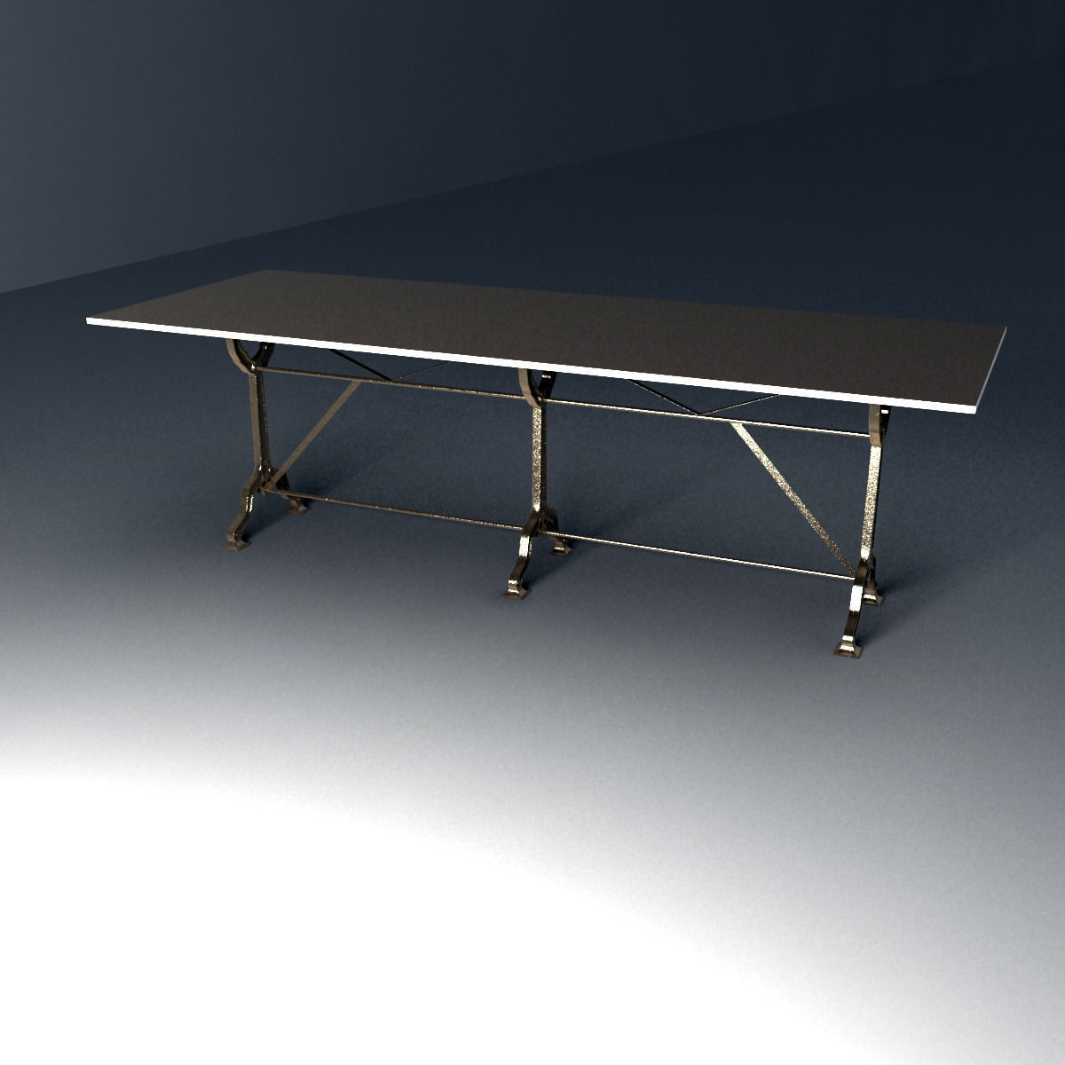 Restoration Hardware  Factory Zinc  Cast Iron Dining Tables 3D model_7