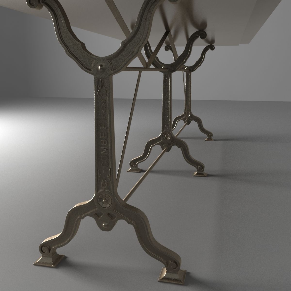 Restoration Hardware  Factory Zinc  Cast Iron Dining Tables 3D model_9