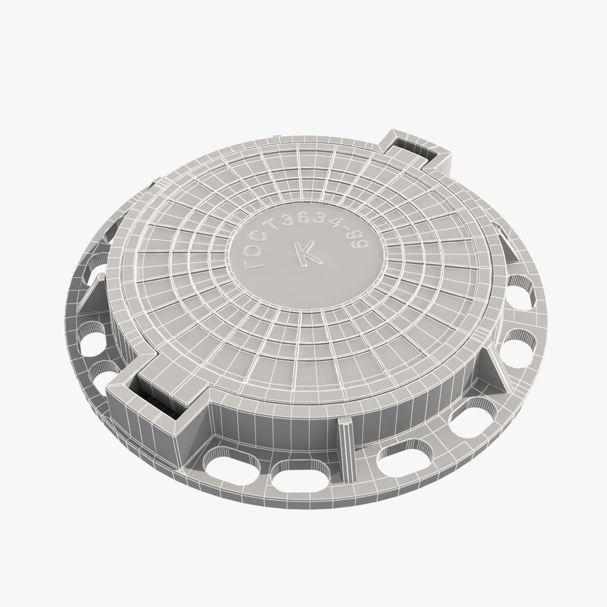 cast iron hatch 3D model_2