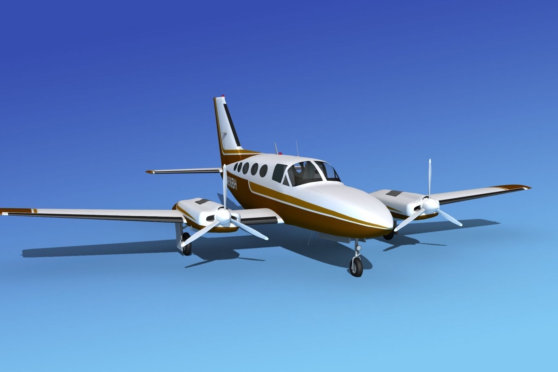 Cessna 414A Chancellor V02 3D model_2