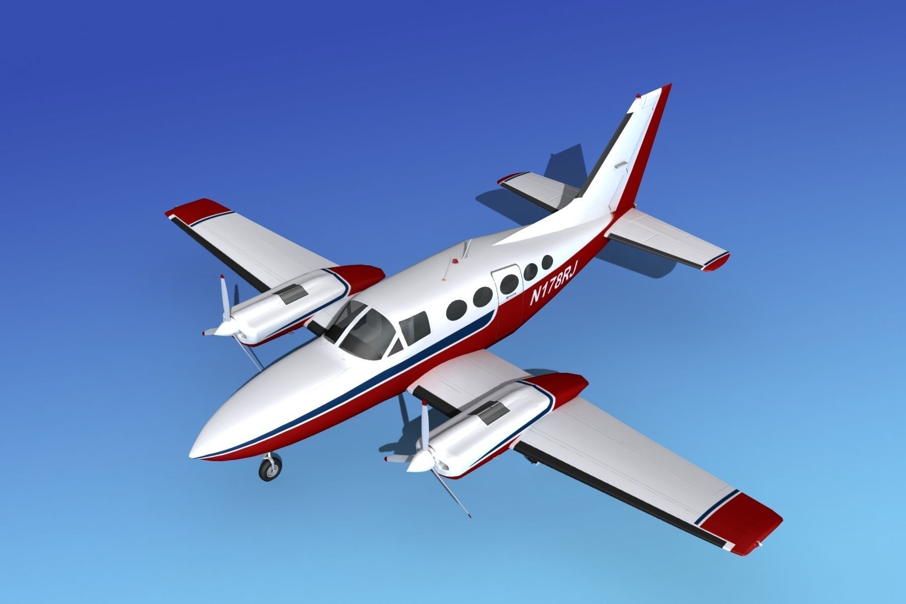 Cessna 414A Chancellor V05 3D model_10