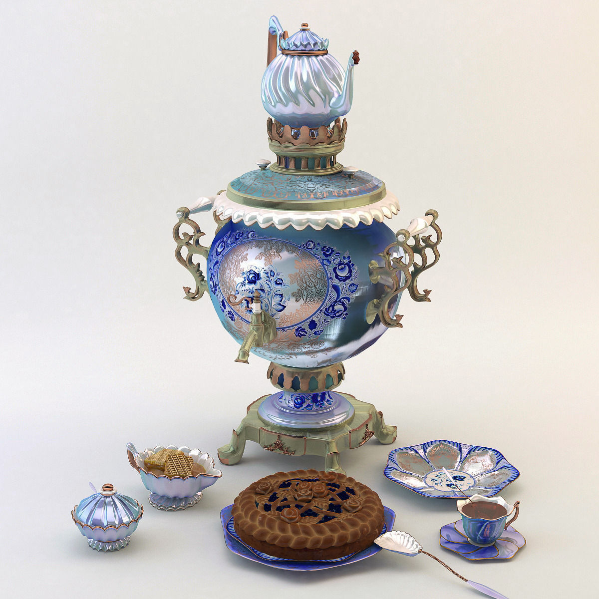 samovar and pie