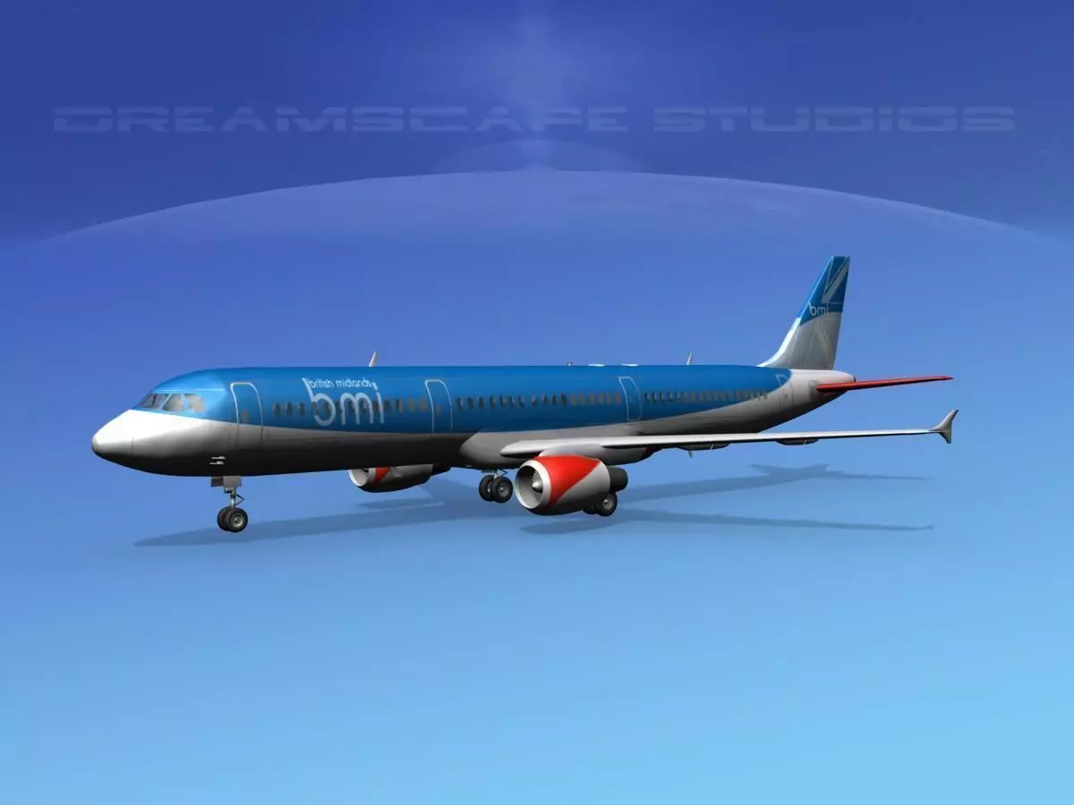 Airbus A321 British Midland 3D model_0