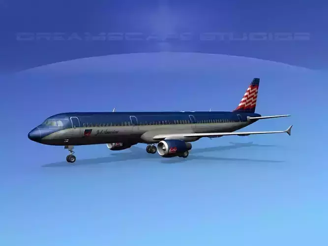 Airbus A321 Jet American 3D model
