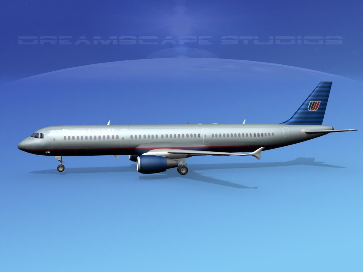 Airbus A321 United 1 3D model_5