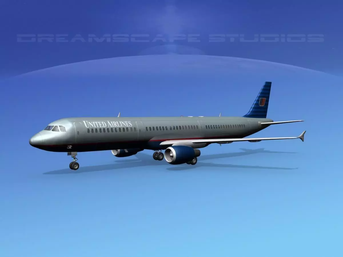 Airbus A321 United 1 3D model_0