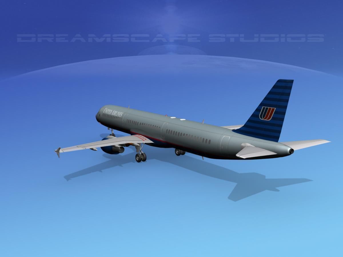 Airbus A321 United 1 3D model_7