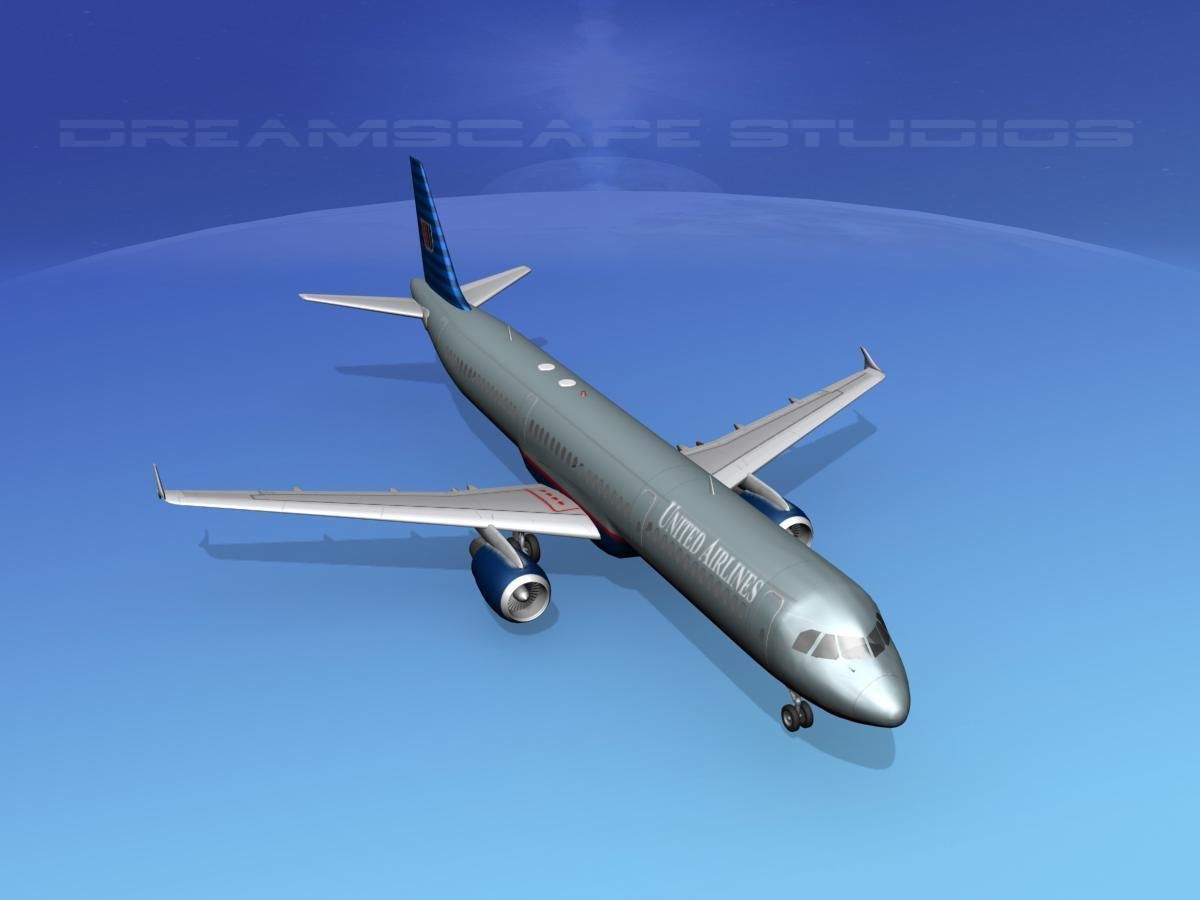 Airbus A321 United 1 3D model_12