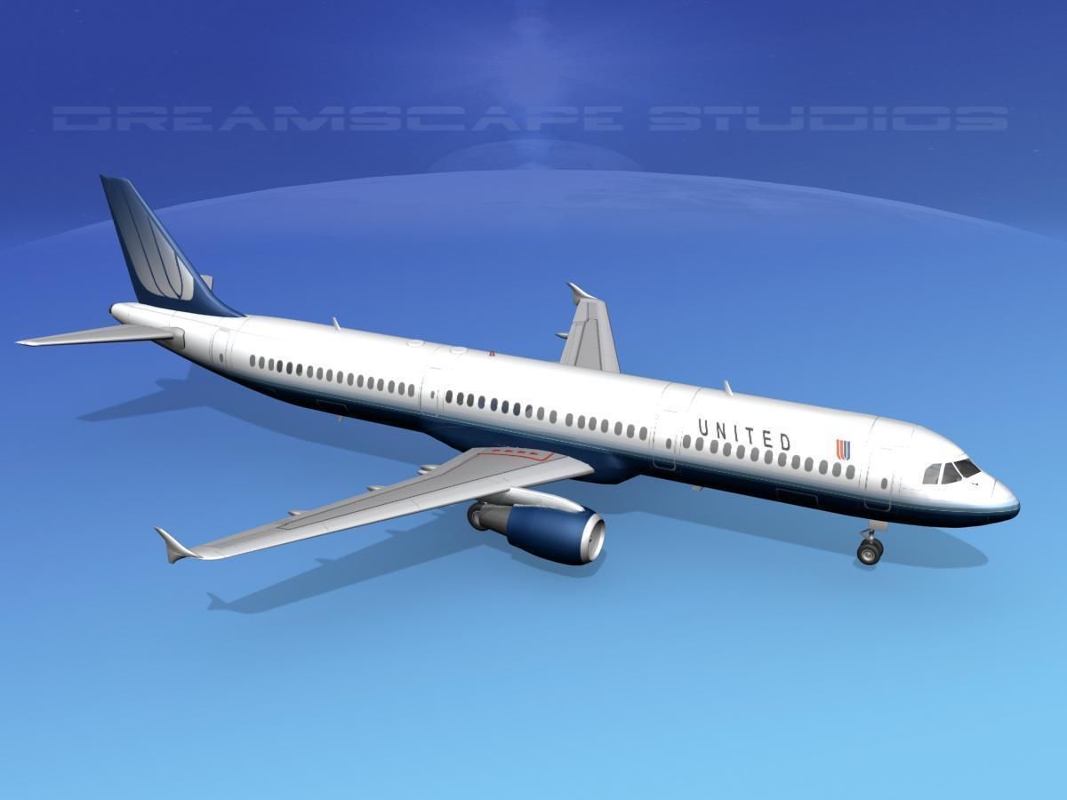 Airbus A321 United 2 3D model_11