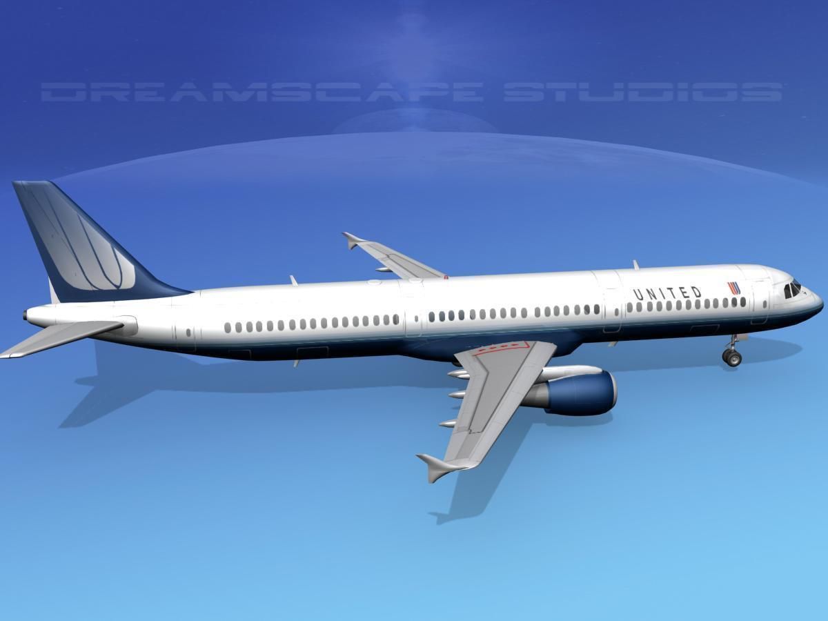 Airbus A321 United 2 3D model_9