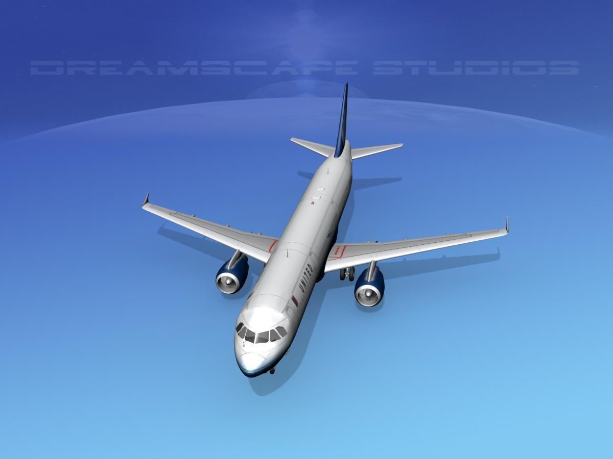 Airbus A321 United 2 3D model_13