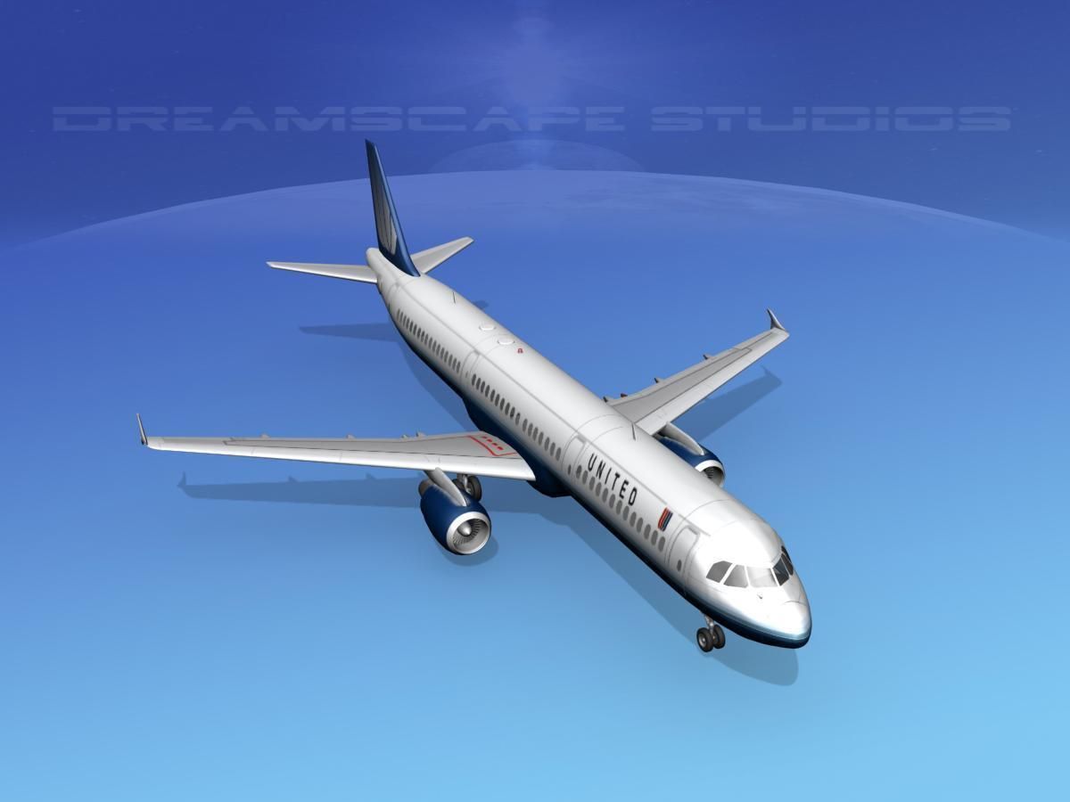 Airbus A321 United 2 3D model_12