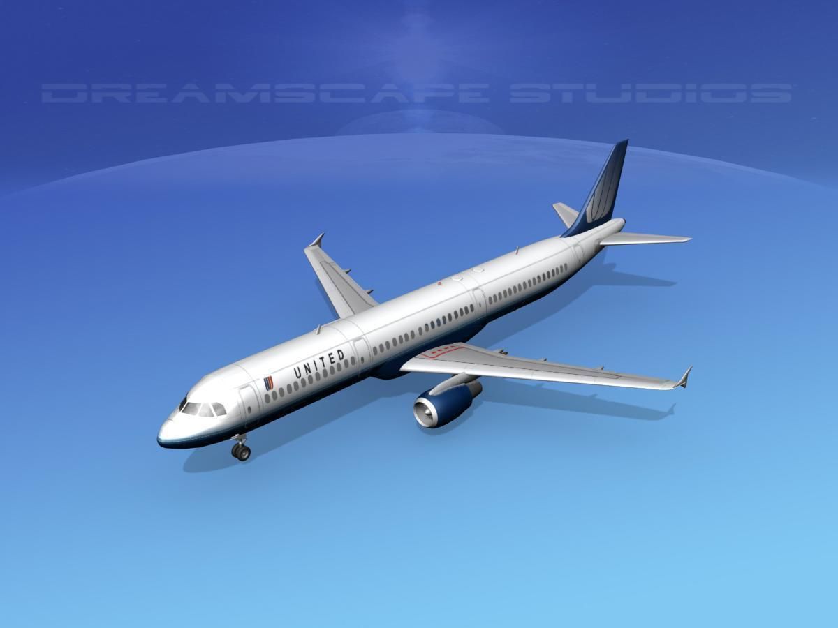Airbus A321 United 2 3D model_14