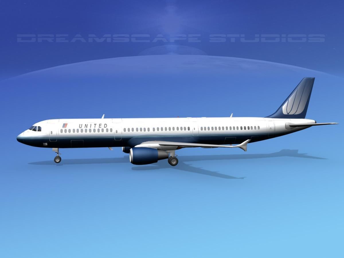 Airbus A321 United 2 3D model_7