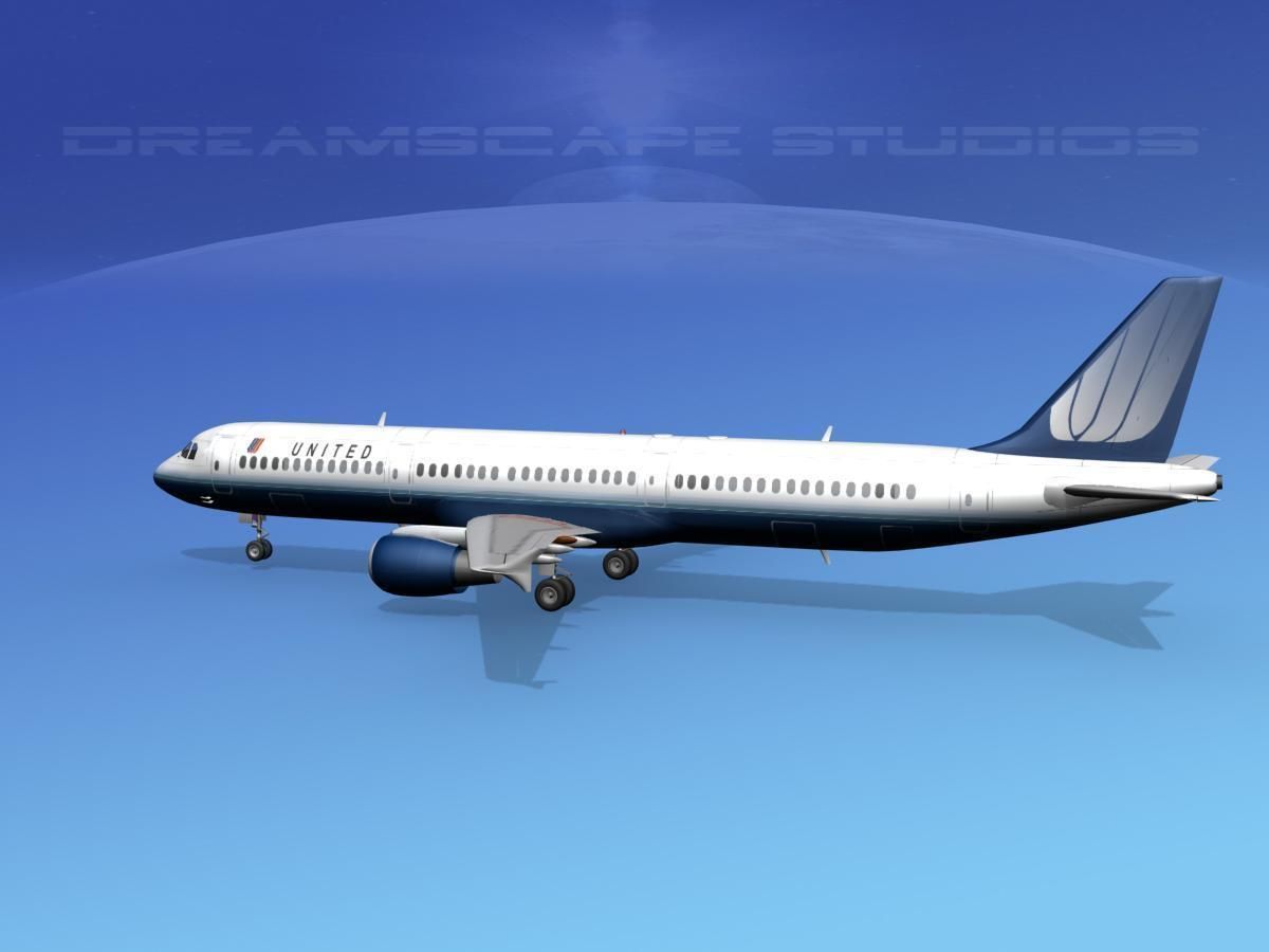 Airbus A321 United 2 3D model_5