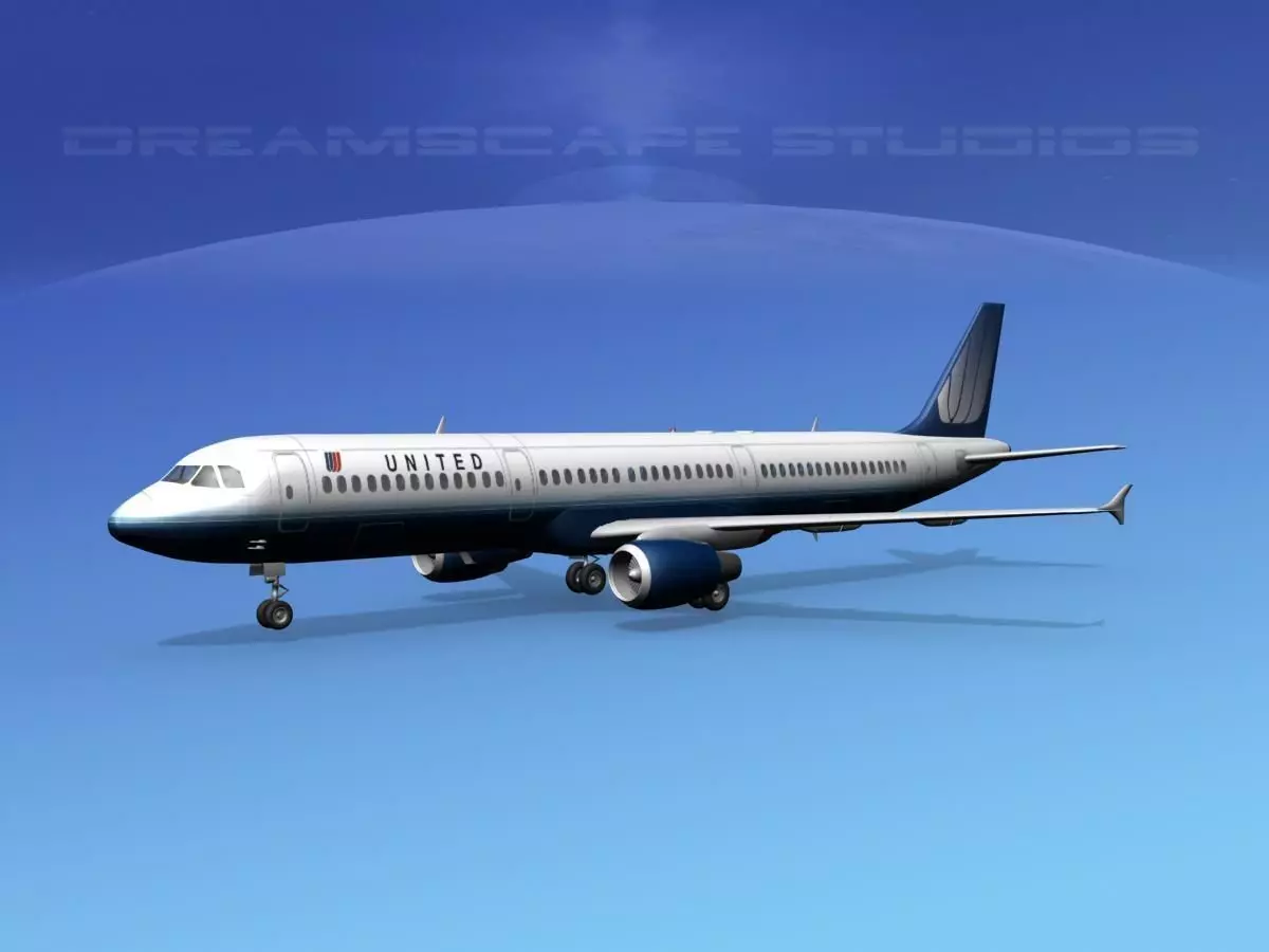 Airbus A321 United 2 3D model_0