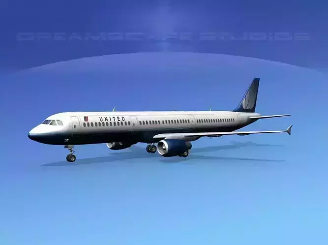 Airbus A321 United 2 3D model