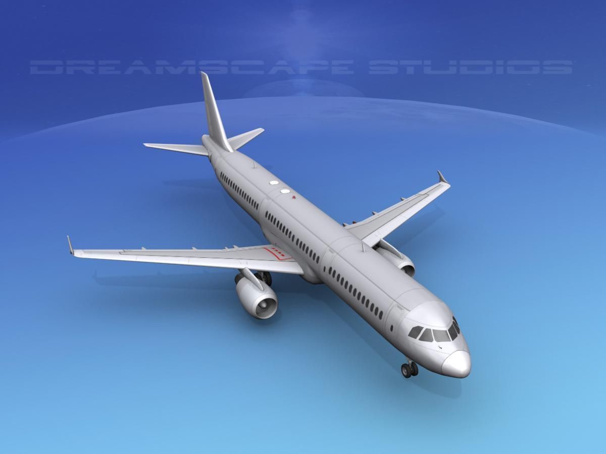 Airbus A321 Unmarked 1 3D model_8