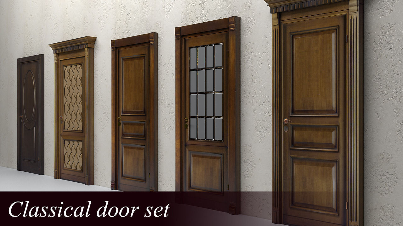Classical doors set 3D model_4