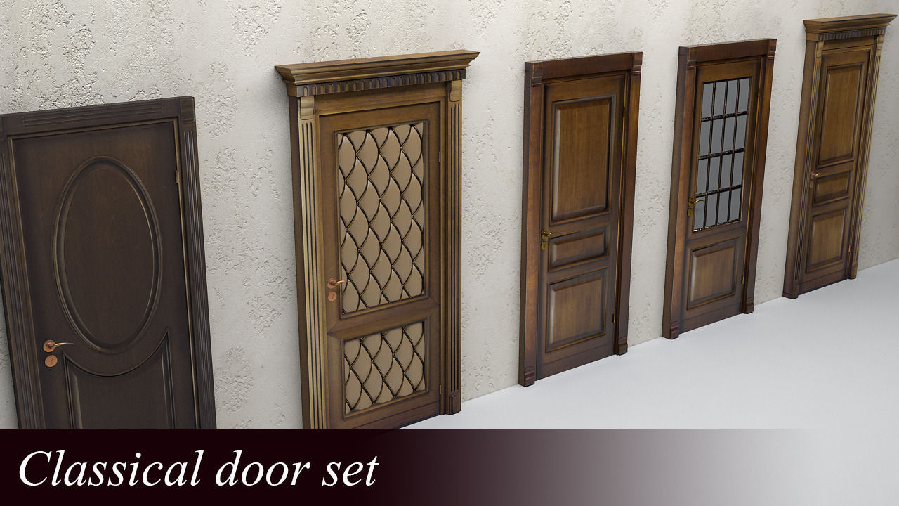 Classical doors set 3D model_2
