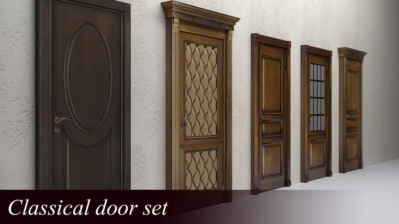 Classical doors set 3D model_0