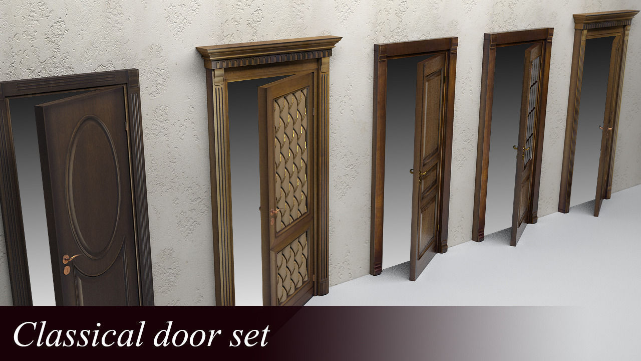 Classical doors set 3D model_5