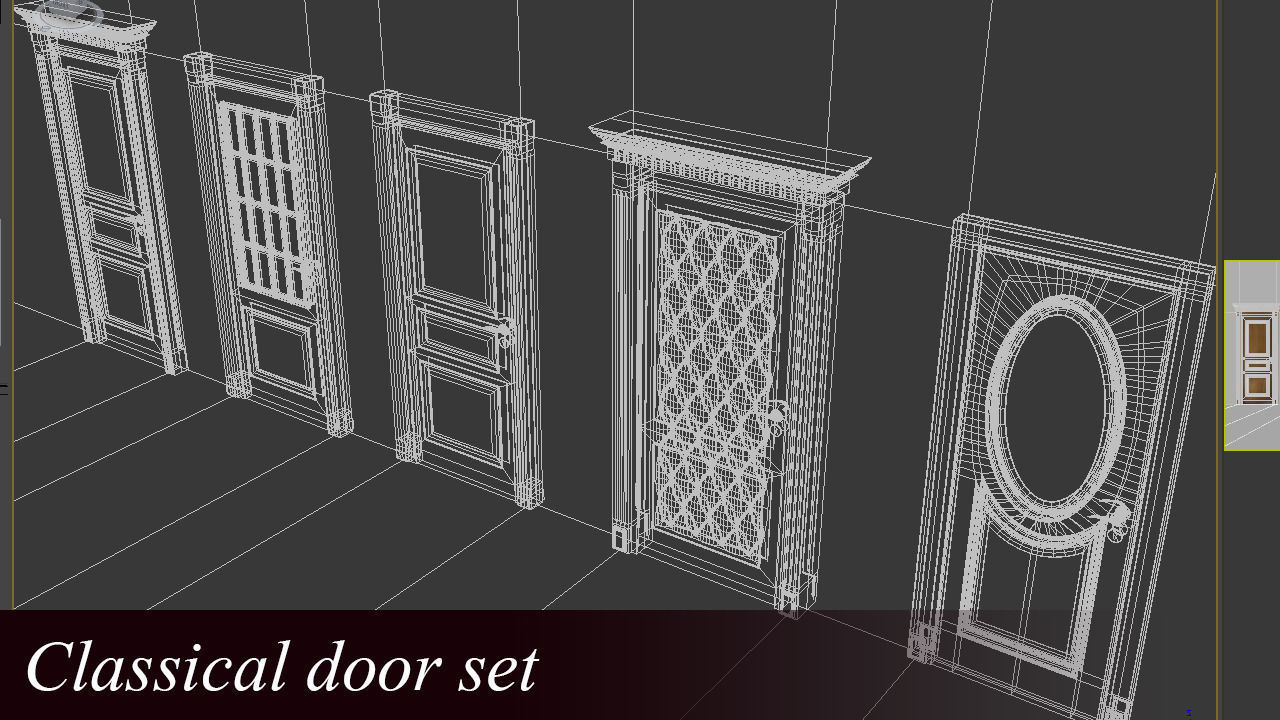 Classical doors set 3D model_1