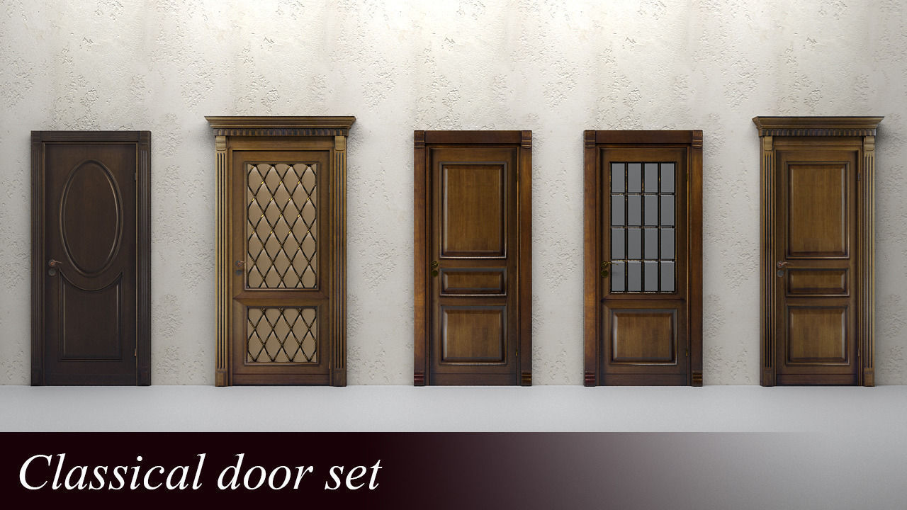 Classical doors set 3D model_6