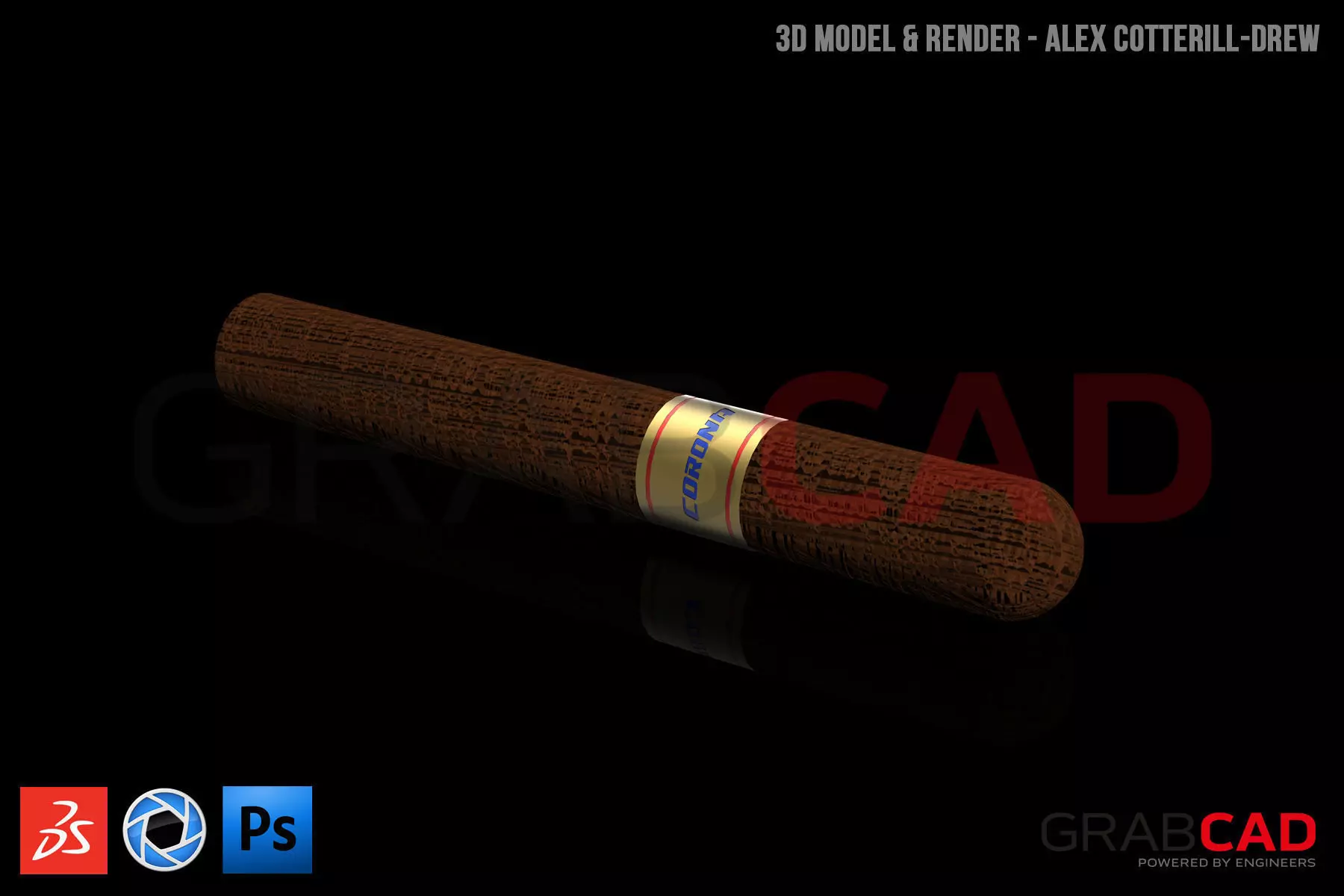 Corona Cigar - 165mm x 120mm Free 3D model_0