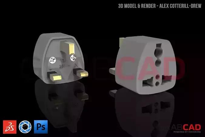 Euro to UK Travel Adapter Free 3D model