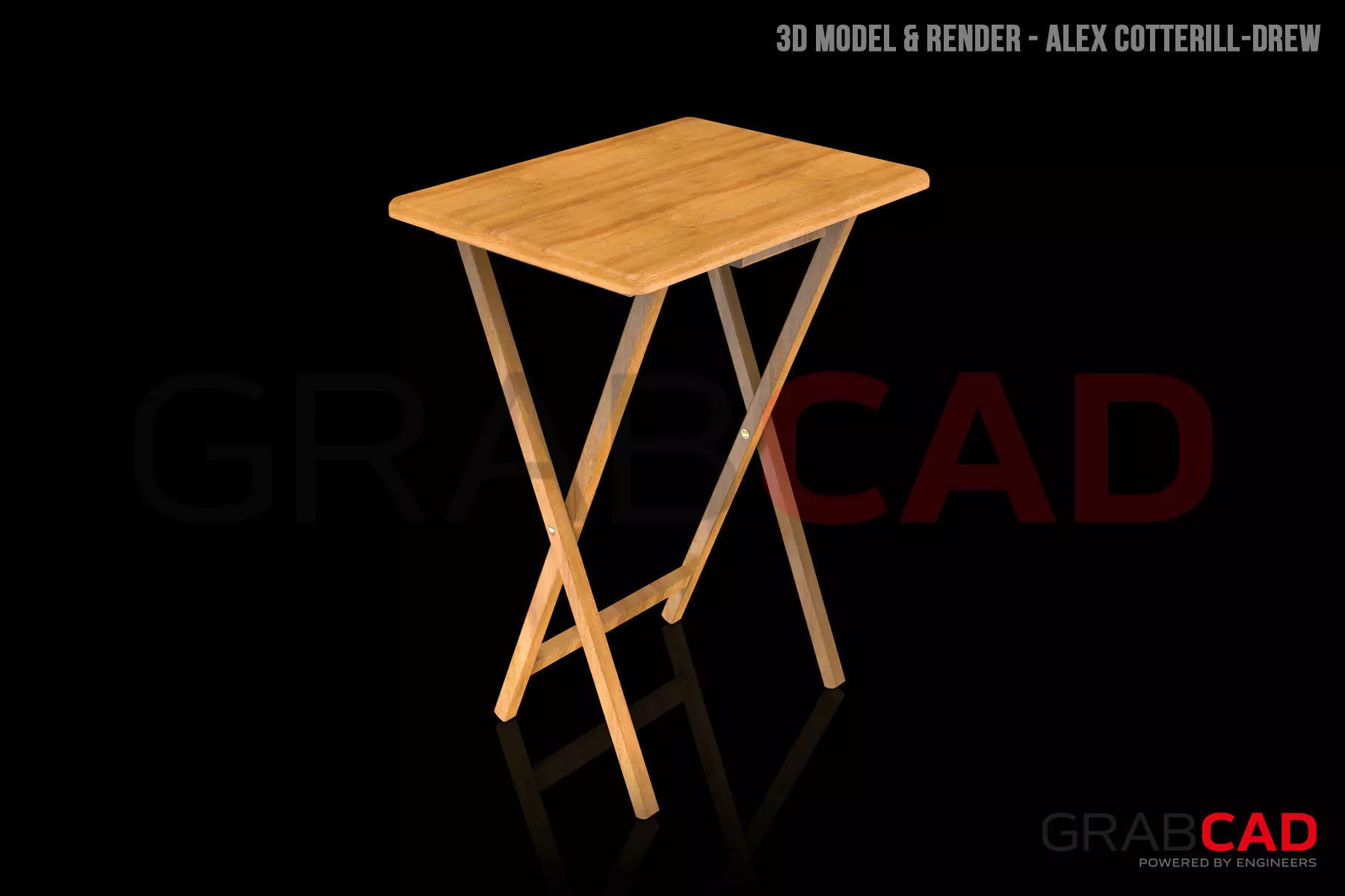 Folding Wooden Side Table Free 3D model