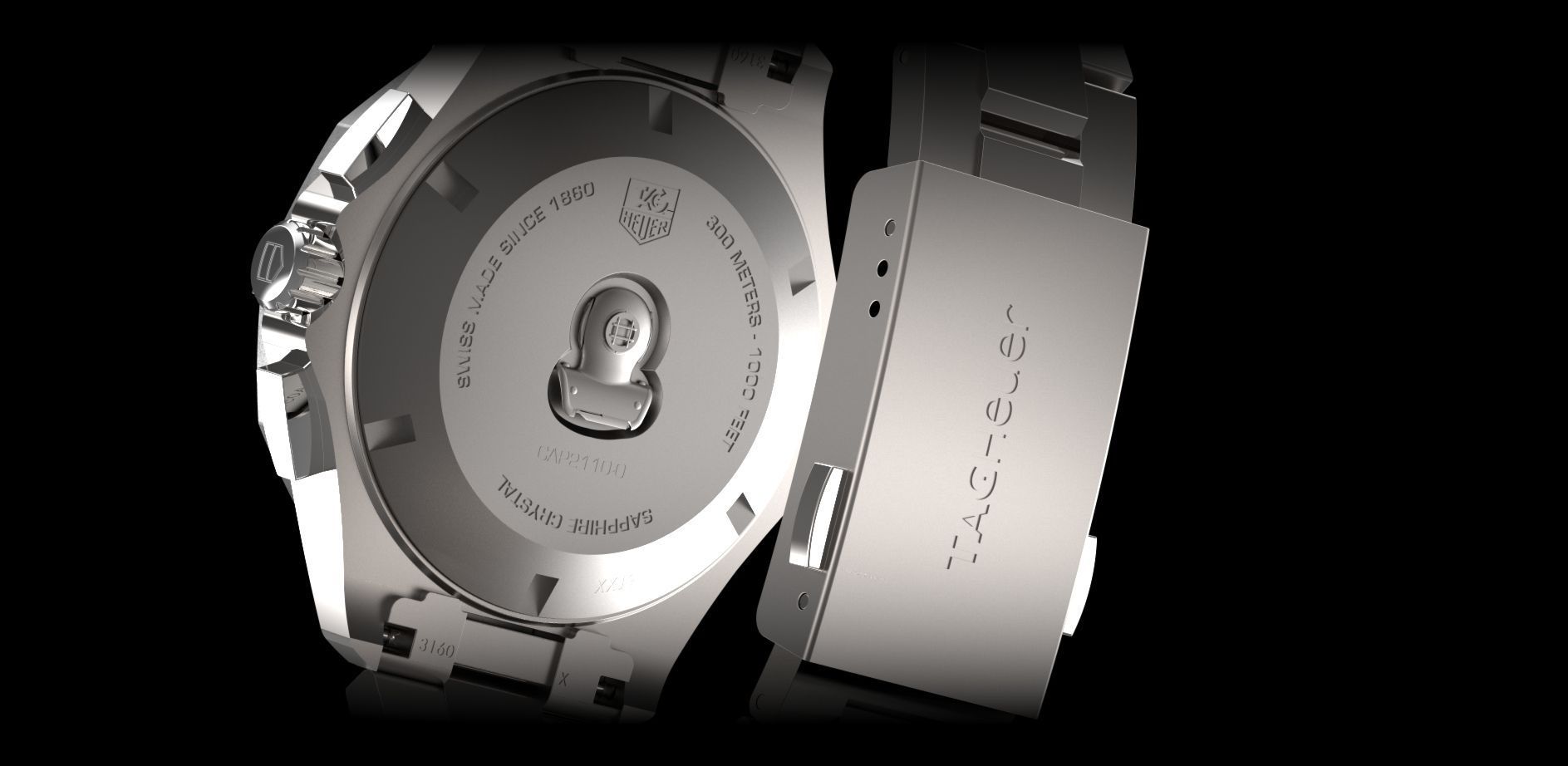 Tag Heuer Aquaracer Watch CAP2110BA0833 Free 3D model_8